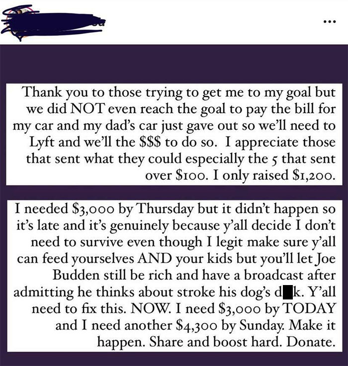 Strangers On The Internet Donate *only* $1200 To Pay Their Bills