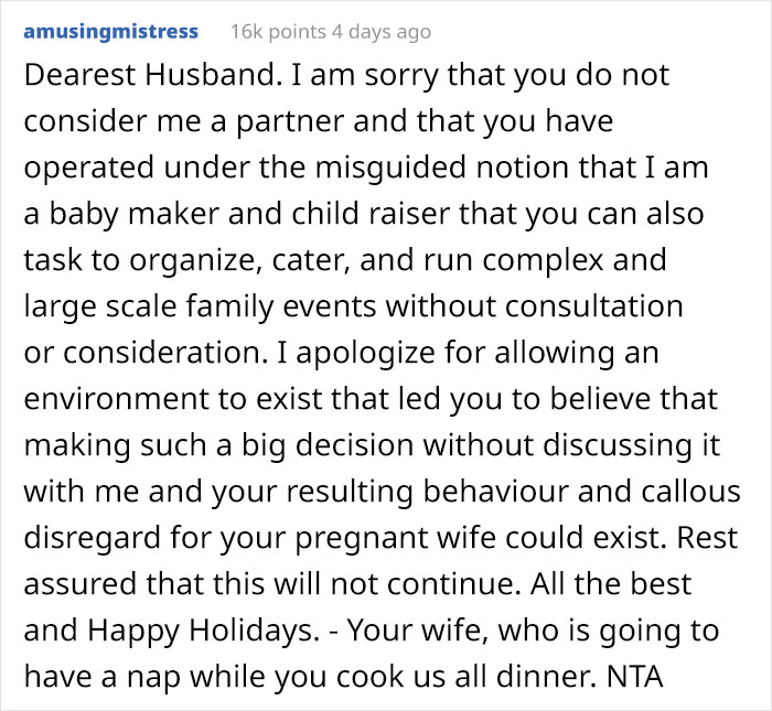 Husband Disrespects Wife By Inviting His Huge Family Over For A 5-Day Christmas Celebration Without Asking Her