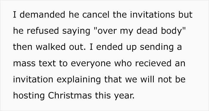 Husband Disrespects Wife By Inviting His Huge Family Over For A 5-Day Christmas Celebration Without Asking Her