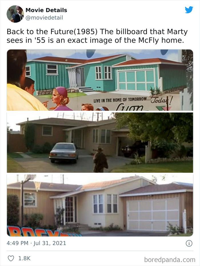 Back to the Future movie Easter egg showing the billboard matching the McFly home from the 1985 film.