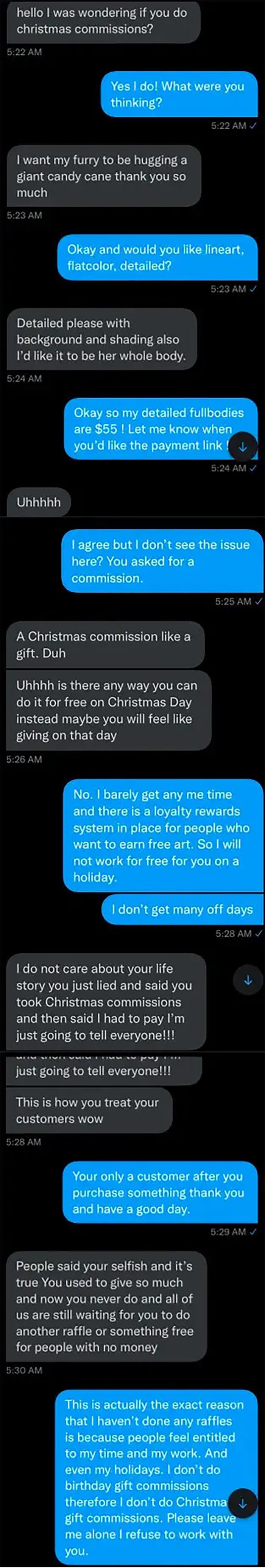 This Person Who Wanted Custom-Made Art For A Christmas Discount Of 100% Free