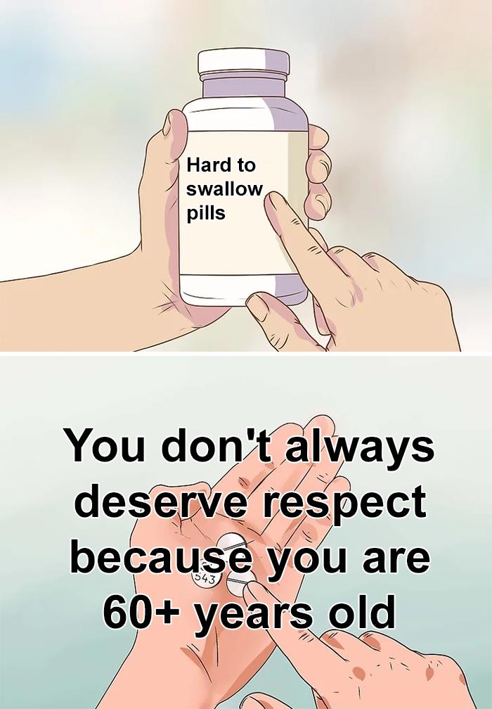 Person holding pill bottle labeled hard to swallow pills and a hand with pills, symbolizing truth people do not want to hear.