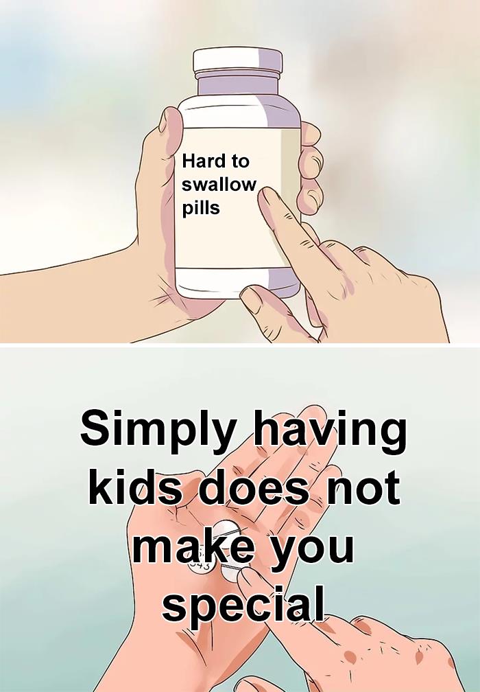 Hands holding a bottle labeled hard to swallow pills and pills in a hand with text about truths people don't want to hear.