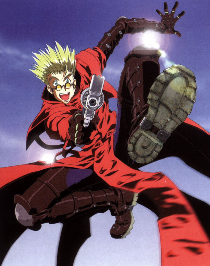 Vash the Stampede holding a gun