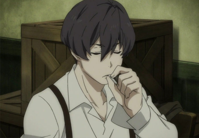 Angelo Lagusa smoking a cigarette