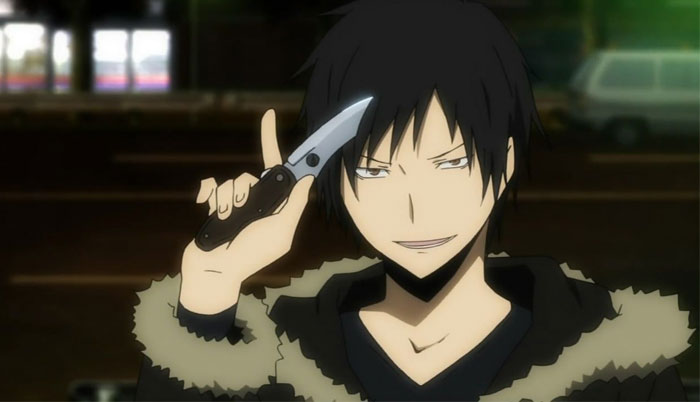 Izaya Orihara holding a knife 