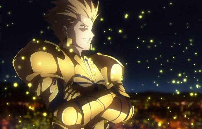 Gilgamesh wearing a golden costume 
