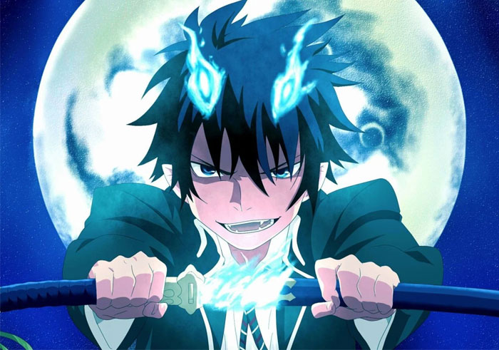 Rin Okumura holding a sword 
