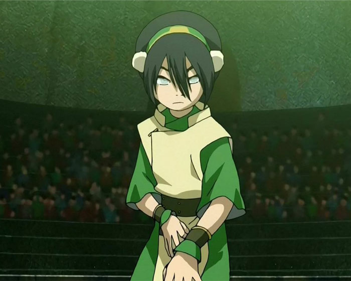 Toph Beifong wearing green clothes 