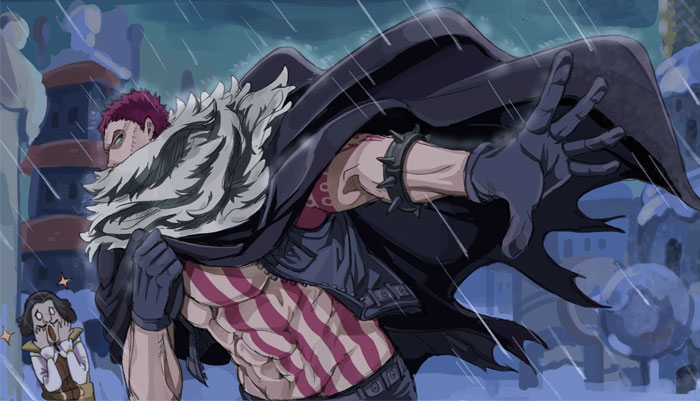 Charlotte Katakuri wearing a black cape 