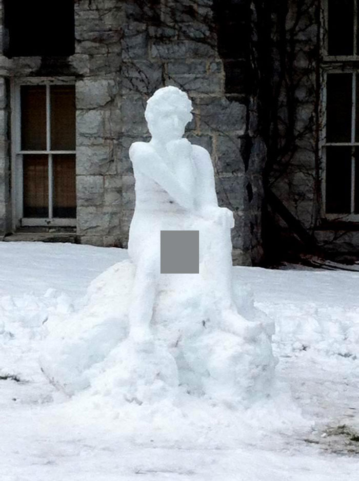 Snowman In Front Of My University's Art History Building