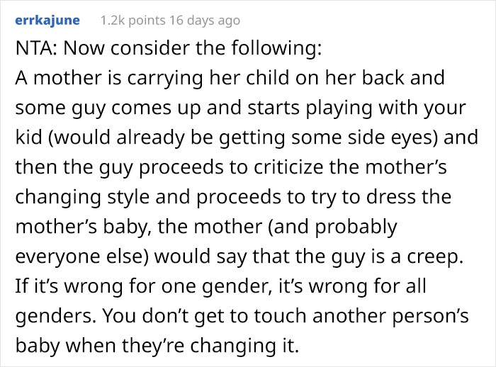 Dad Asks If He Was Wrong For Making A Woman Cry After She Told Him How To Wipe And Tried To Dress His Baby Daughter