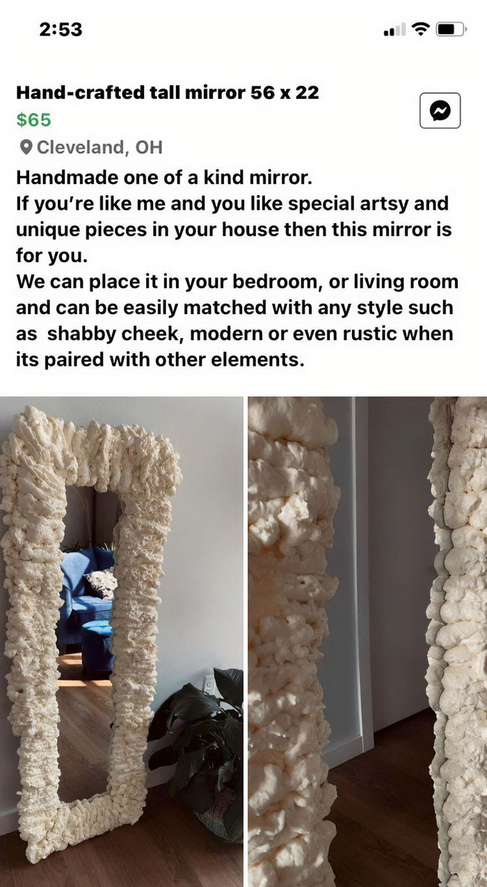 This Looks Exactly Like A Mirror Covered In Insulation Foam
