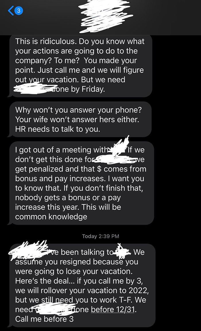 Employee Quits Because Company Denies Their Vacation, Boss Begs Them To Come Back When Business Starts Losing Money Employee Quits Because Company Denies Their Vacation, Boss Begs Them To Come Back When Business Starts Losing Money