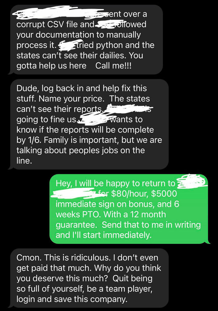 Employee Quits Because Company Denies Their Vacation, Boss Begs Them To Come Back When Business Starts Losing Money Employee Quits Because Company Denies Their Vacation, Boss Begs Them To Come Back When Business Starts Losing Money