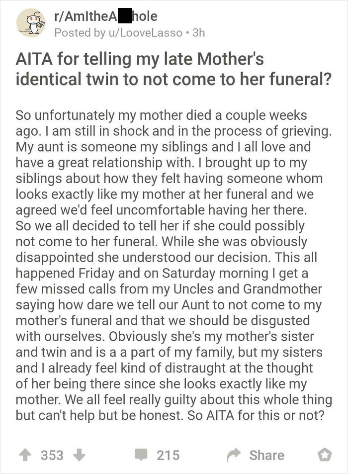 No You Can't Come Grieve Your Sister...