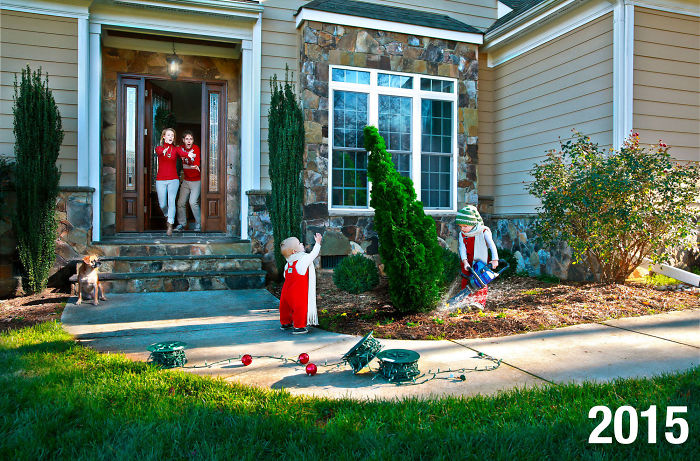 Esta familia comenzó a hacer tarjetas navideñas «reales» hace 8 años, y cuanto más crecen los niños, más locas son