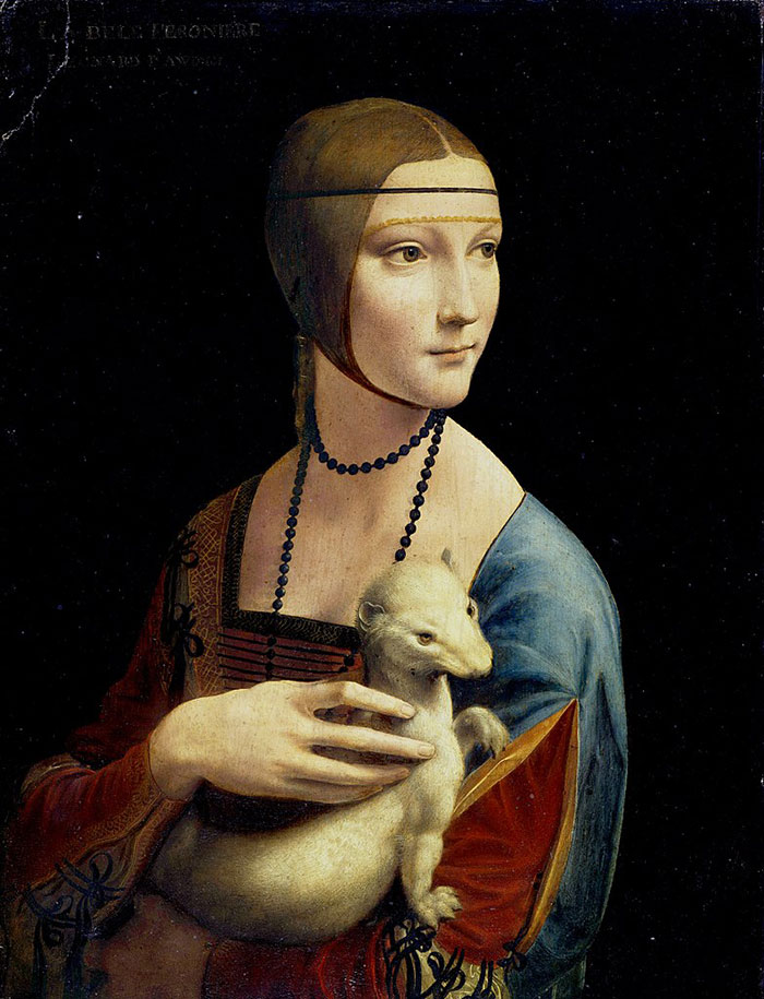 A woman in a Renaissance painting holds an ermine, showcasing art history's famous paintings.