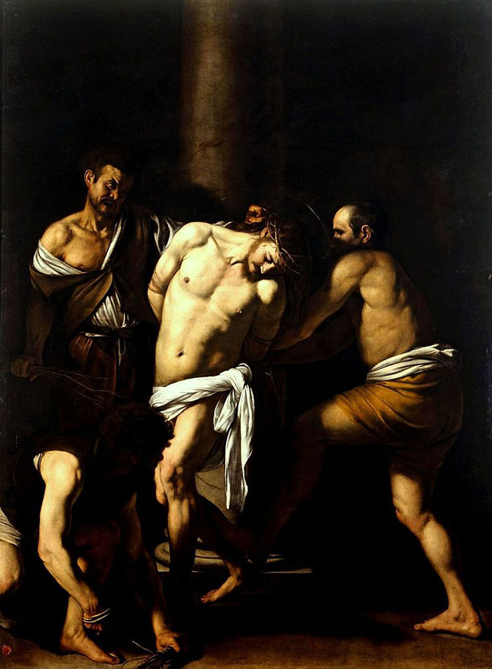 Famous painting depicting a dramatic scene with four figures, highlighting the intensity and emotion of historical art.