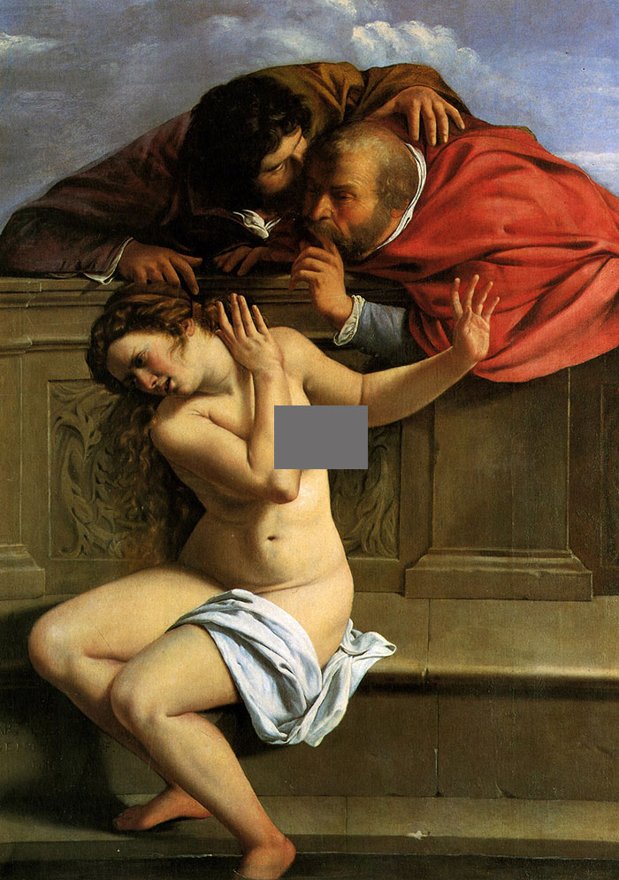 Artwork of a historical scene depicting a woman with two men, showcasing one of the most famous paintings in art history.