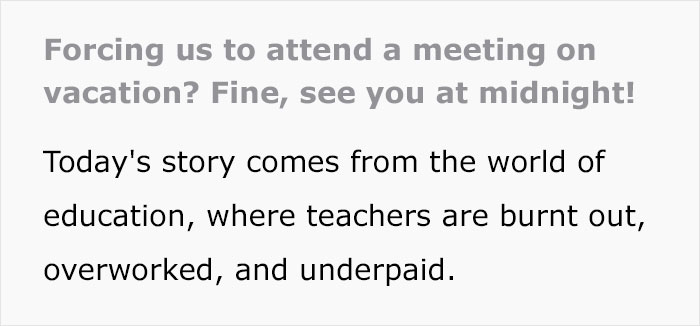 Entitled Consultant Tries Pushing Teachers Into Meeting With Her During Christmas Break, They Maliciously Comply