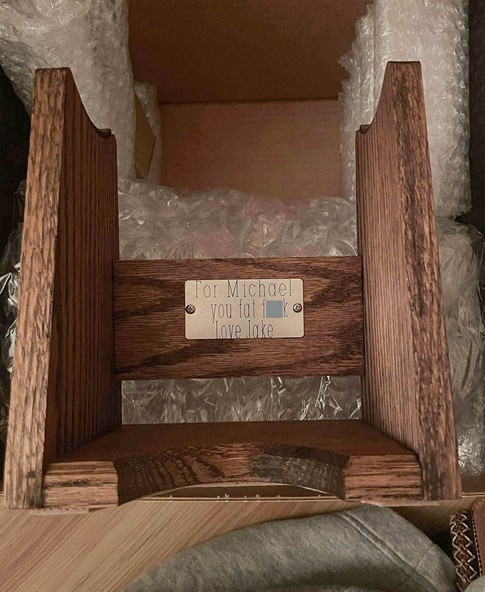 My Wife And I Bought My Father A Personalized Gift For Christmas. The Wording That Came With It Was Not What We Submitted