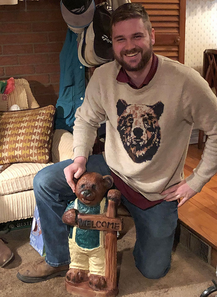 This Christmas My Grandparents Got In One The Joke And Got Me A Bear Statue