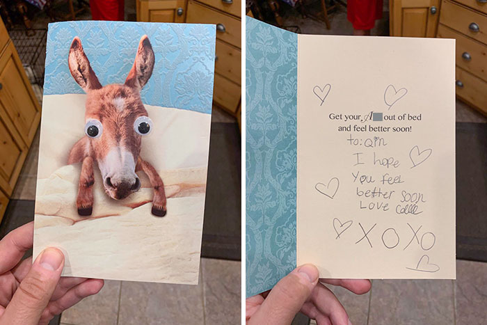 My Nine-Year-Old Niece Personally Picked Out A “Get Well” Card For Her Baby Sister. I Can’t Stop Laughing