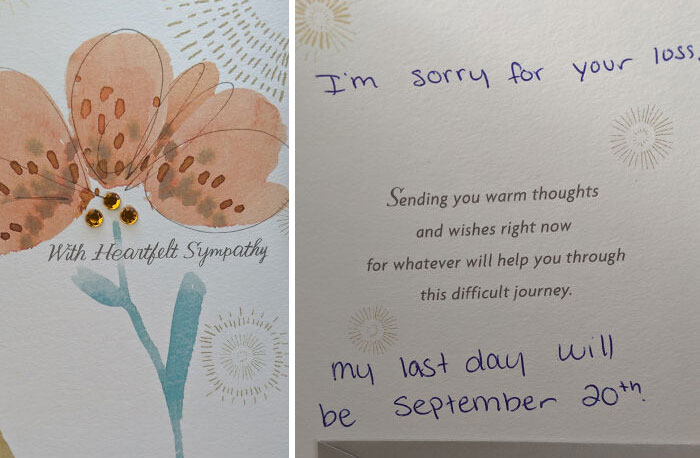 I Put In My Two Weeks Notice Via Sympathy Card