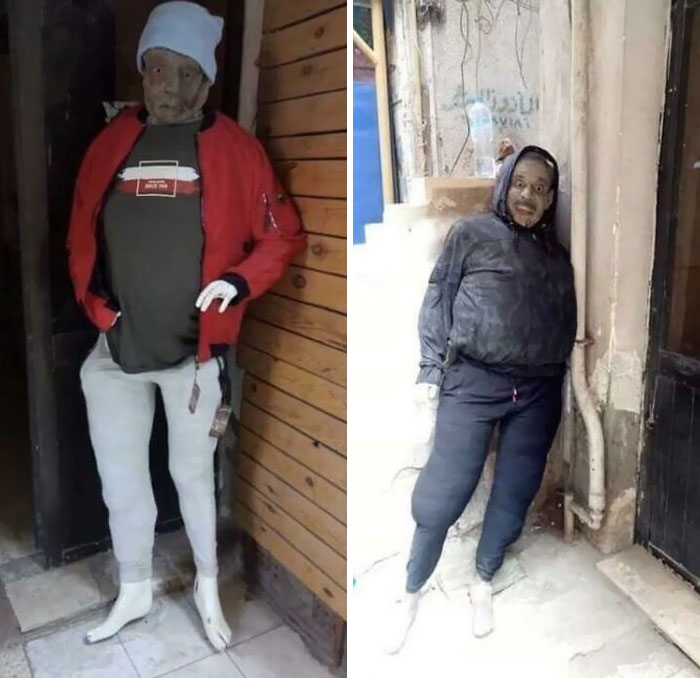 A Guy Printed His Face On A Mannequin Outside Of His Shop In Egypt