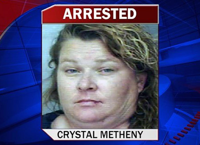Mugshot of a woman under an arrested banner illustrating dumbest names people have encountered.
