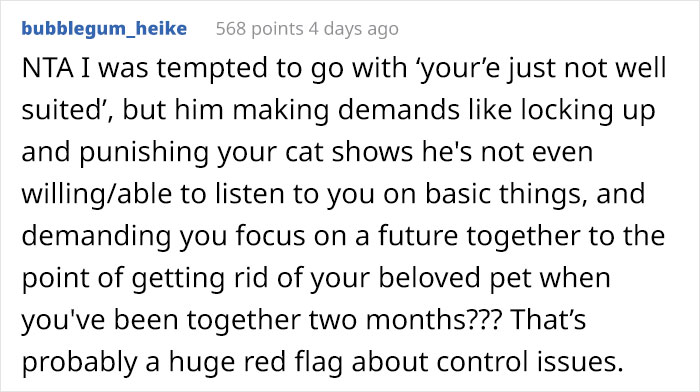 Boyfriend Lists All The Disgusting Things His GF Does With Her Cat, Gets An Instant 'Okay, Bye'