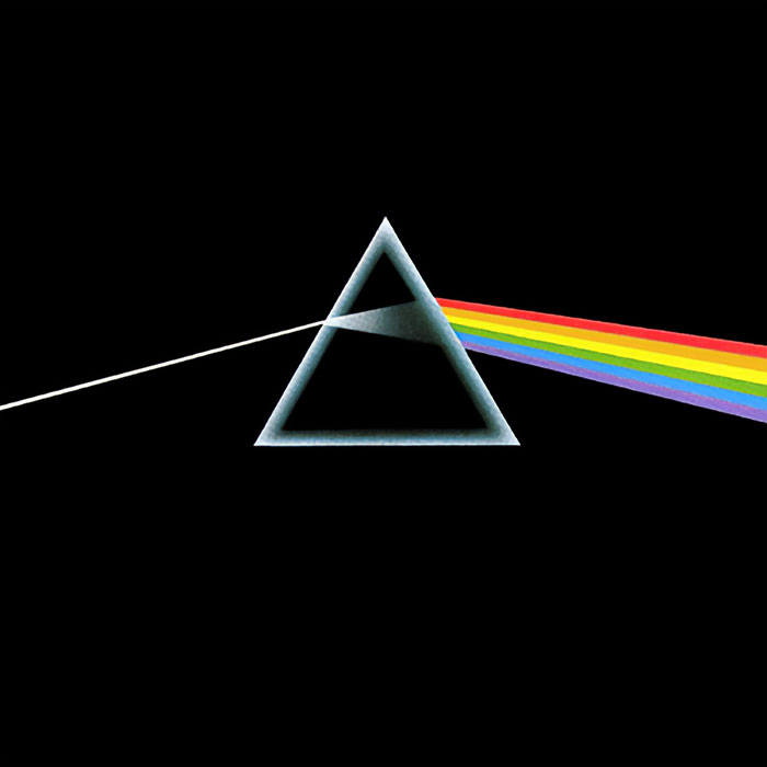 Greatest album cover featuring a prism dispersing light into a rainbow on a black background.