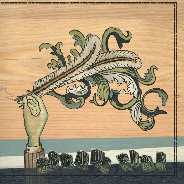 Artistic album cover with intricate hand and plant design by Arcade Fire.
