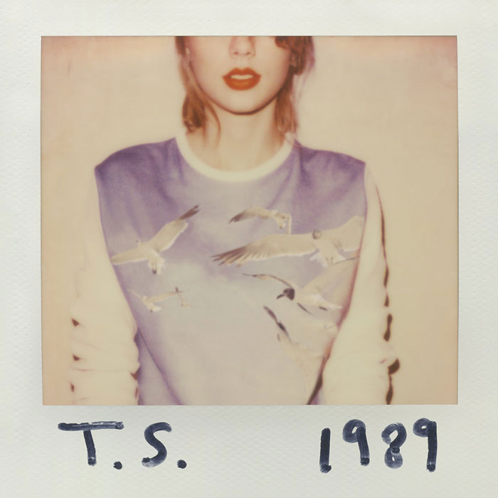 Polaroid-style album cover featuring a person wearing a seagull sweater, labeled "T.S. 1989".