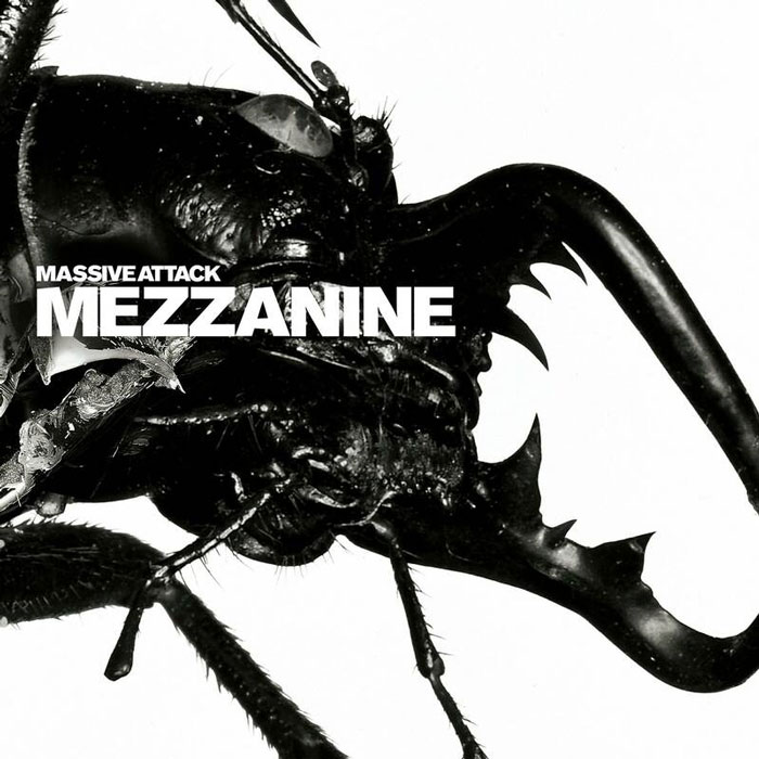 Close-up of a beetle on the Mezzanine album cover, one of the greatest album covers ever.
