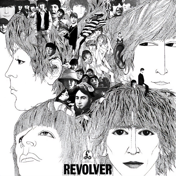 Greatest album cover featuring a collage of black and white illustrations and photos with the word "Revolver" at the bottom.