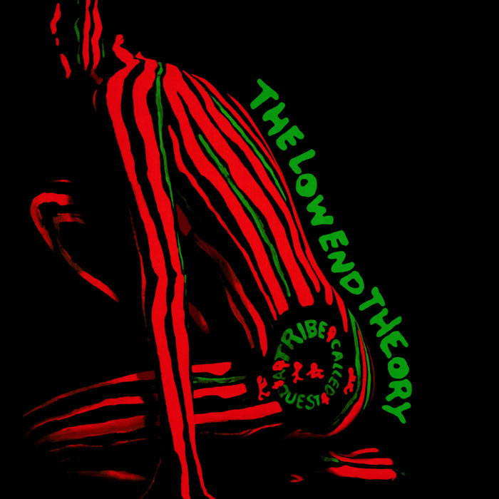 A Tribe Called Quest album cover with neon stripes, iconic in greatest album covers collection.