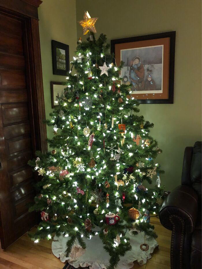 Last Minute - I Put The Fake Tree Together Just A Little Wonky So Looks More Like A Real Tree.