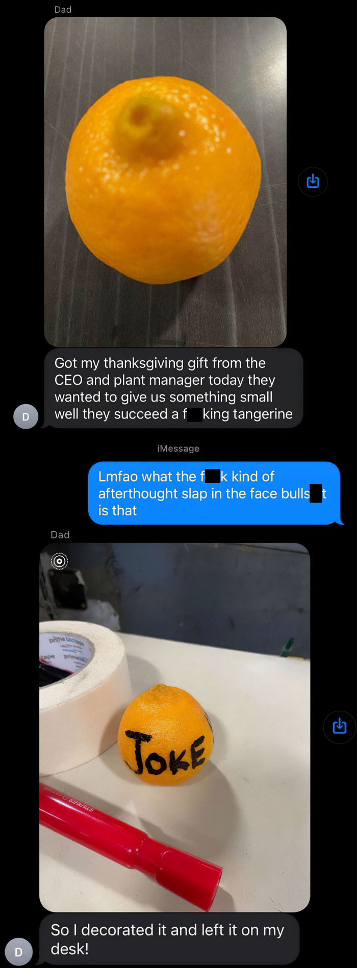 My Dad, Who Has Worked For His Employer For 22 Years, Sharing His “Thank You” For The Holidays. They Pay Him Less Than $18/Hr. Doing This Is More Insulting Than Doing Nothing At All