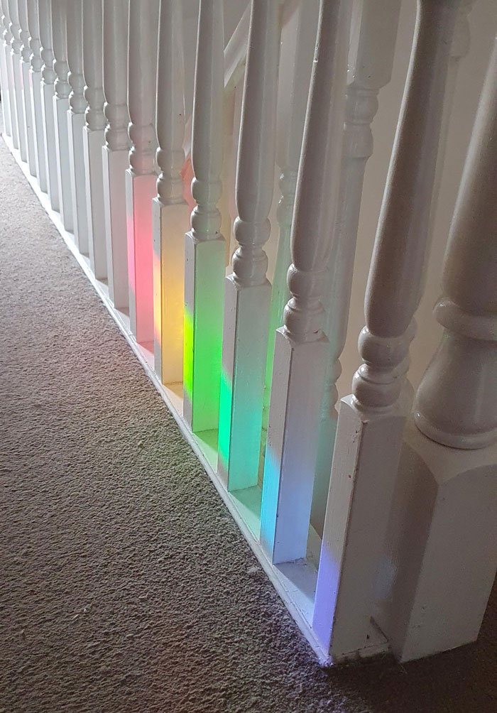 My Fish Tank Creating A Rainbow Of Colour On Each Spindle