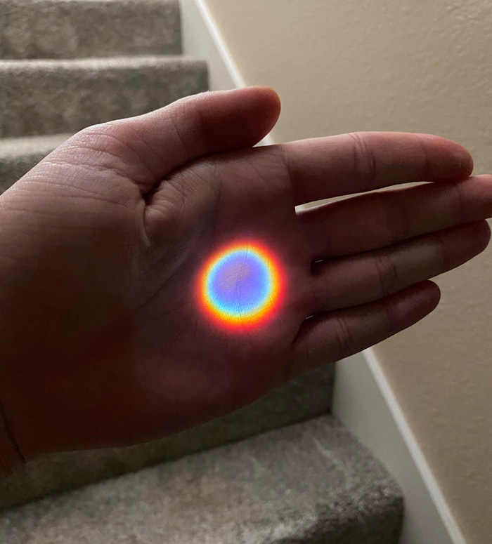 A Perfectly Circular Rainbow Made By My Door’s Peephole During Sunset