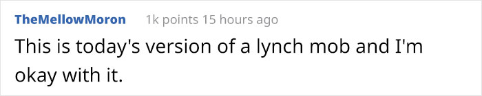 Comment by TheMellowMoron on burnt pie post, expressing approval of online reactions.