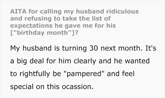 Delusional Guy Lists The Things He Expects For His "Birthday Month" And They Are Ridiculous