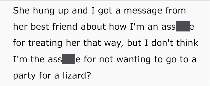 "Am I Wrong For Not Attending My Daughter's Gender Reveal For Her Lizard?"