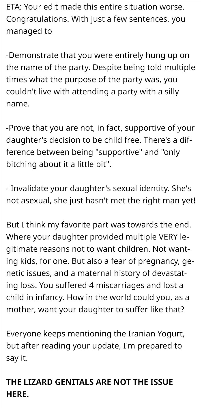 "Am I Wrong For Not Attending My Daughter's Gender Reveal For Her Lizard?"