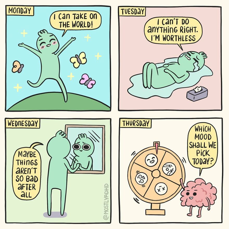 Artist Takes His Daily Struggles With Adhd, Anxiety And Depression And Turns Them Into Humorous Comics (24 Comics)