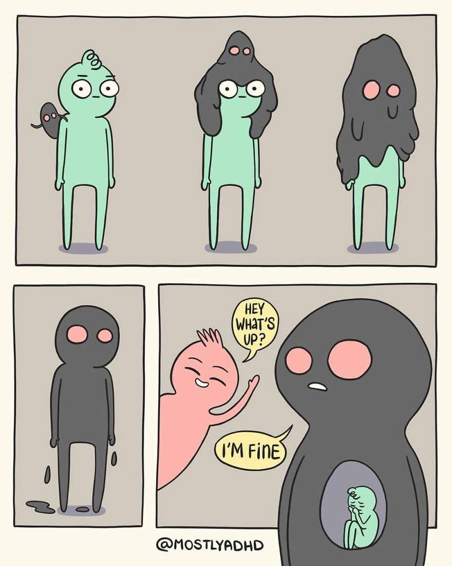 Artist Takes His Daily Struggles With Adhd, Anxiety And Depression And Turns Them Into Humorous Comics (24 Comics)