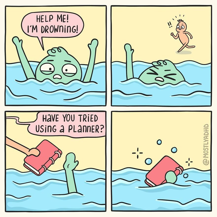 Artist Takes His Daily Struggles With Adhd, Anxiety And Depression And Turns Them Into Humorous Comics (24 Comics)