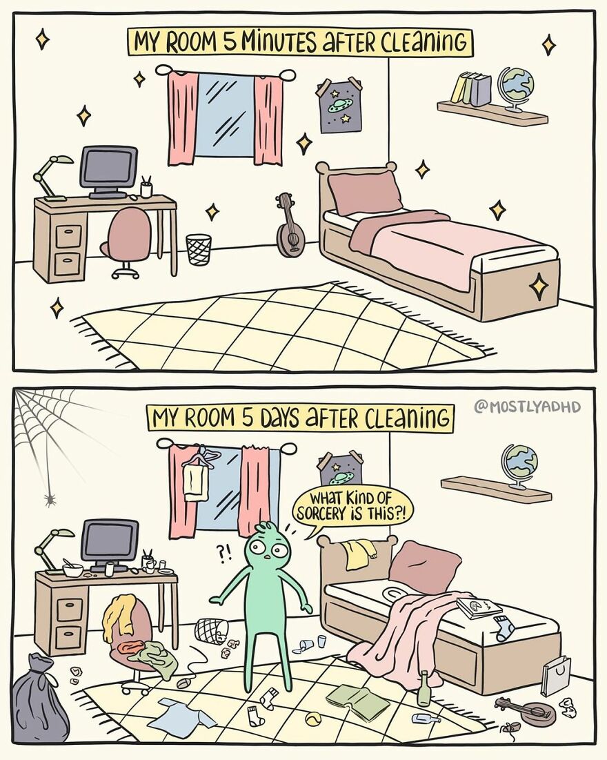 Artist Takes His Daily Struggles With Adhd, Anxiety And Depression And Turns Them Into Humorous Comics (24 Comics)